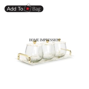 ถาดเสิร์ฟทรงสี่เหลี่ยมพร้อมชามเคลือบผงสีขาวและขอบชุบทองดีไซน์เนอร์ทำจากโลหะคุณภาพดีกว่า - Product Image 4