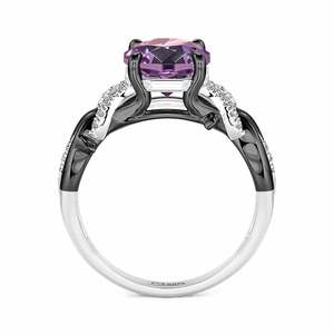 Jeulia Twisted Two-Tone Octagonal Rose Cut Zircon Engagement <b>Ring</b> in <b>Titanium</b> - Product Image 4