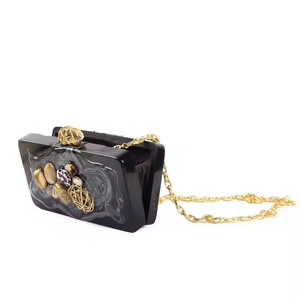 Sac à main léger en résine noire de style bohème Crescent Crafts, écologique, magnifique, pour les filles, pour les voyages, usage quotidien, avec chaîne - Product Image 2