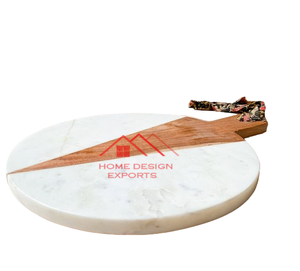 Planches à découper en marbre avec poignée en corde de cuir, design en laiton, couteaux de cuisine et accessoires, meilleurs designs d'artisanat - Product Image 4