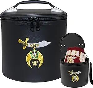 Boîte de rangement pour fez de maçon de luxe brodée à la machine, avec sangle, en similicuir, cadeaux OES, boîte de présentation - Product Image 2