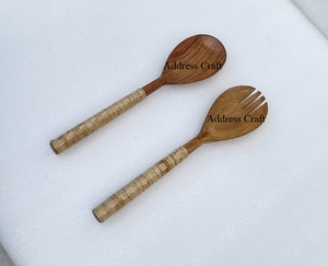 Creative Design <b>Salad</b> Server Set of Spoon Fork for Kitchen Tableware <b>Salad</b> Set With Rattan Handle <b>Salad</b> <b>Tools</b> At best Price - Product Image 6
