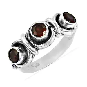 Bague vintage en argent 925 avec grenat, sertie en clos, design géométrique, unisexe, pour usage quotidien, bagues en pierres précieuses du Rajasthan, cadeau tendance - Product Image 2