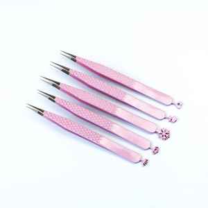 Custom Logo Anti-magnetic Pointed Diamond Fiber Volume Tweezers Private Label Stainless Steel <b>Isolation</b> Tweezer Green Eyelash - Product Image 1