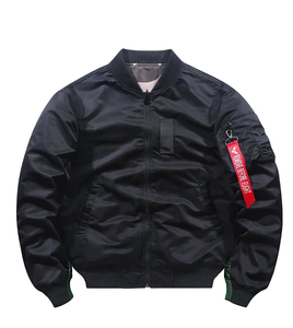 Chaqueta bomber de sarga de algodón personalizada al por mayor, chaqueta bomber Ma-1 de fabricante de vuelo para hombre - Product Image 4