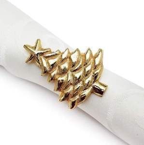 Rond de serviette en métal Design classique pour décor de fête de mariage et d'hôtel Accessoires de table Couleur dorée Rond de serviette au design unique - Product Image 2