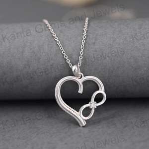 Bijoux fins en argent sterling véritable 925 en forme de cœur Infinity Designer Diamonds Pendant Charms Lovely Wife Gift From Wholesaler - Product Image 5