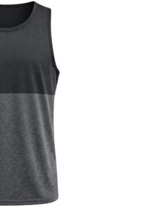 Débardeur sans manches personnalisé pour homme, deux tons, noir et gris foncé, col rond, veste de sport, vêtements de sport respirants, fabricant personnalisé - Product Image 3
