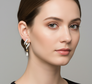 High Popularity Fancy Diamond Stud Earrings Gold Flower Classic Design Women - Product Image 3