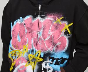 Venta caliente Nueva llegada para el invierno de alta calidad al por mayor de logotipo personalizado de impresión de algodón con cremallera Sudadera con capucha de los hombres - Product Image 5