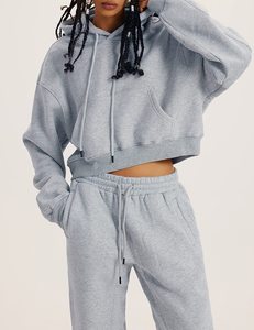 OEM Best Quality Winter Streetwear Oversized <b>Zip</b>-<b>Up</b> Hoodie Pleated Two-Piece Reversible Eco-Friendly Tracksuit Sweat Suit Set - Product Image 2