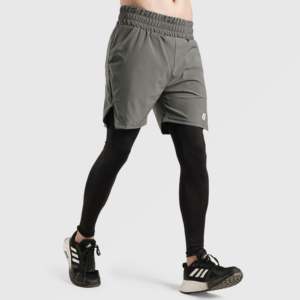 Pantalones Cortos Deportivos Ray 2.0, 100% Poliéster, Cintura Elástica Cómoda, Color Gris con Logos y Decoraciones Bordadas - Product Image 4