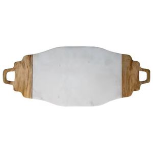 Tabla de cortar de madera gruesa en blanco para cocina, tabla de cortar de acacia de madera grande con bandeja para servir con asa - Product Image 2