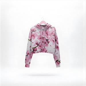Fabrication Cherry Bloosem Theme Sweat à capuche court imprimé pour femme | Fabricant de streetwear Design Floral personnalisé - Product Image 5