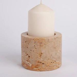 Portavelas de Piedra Travertino Hecho a Mano, Diseño Moderno y Minimalista, Textura Natural Duradera para una Decoración Elegante del Hogar - Product Image 3