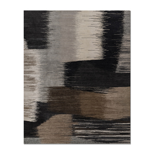 Alfombra Kavi Ivory Afterglow de Lana y Seda Anudada a Mano, Diseño Rectangular Abstracto Clásico, 10 mm, Hecha a Mano para Sala de Estar o Dormitorio -EBSK-07 - Product Image 1