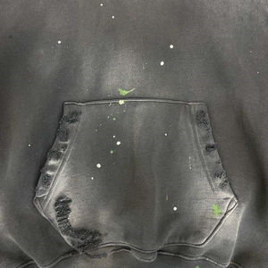 Transpirable al por mayor hombres algodón francés Terry sudaderas con capucha de gran tamaño Vintage Distress pintura Sudadera con capucha lavado ácido peso pesado Sun Faded - Product Image 4