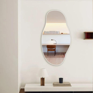 Espejo dorado grande Decoración para el hogar Espejo de pared asimétrico Marco de madera Diseño estético del baño. - Product Image 1