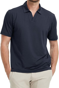 เสื้อโปโลผู้ชายคอวีระบายอากาศได้ดีเสื้อกอล์ฟฤดูร้อนเสื้อโปโลพิมพ์ลาย - Product Image 2