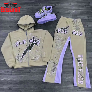 Custom <b>Plain</b> Tracksuit Cotton Fleece <b>Hoodie</b> & Jogger Set Unisex Oversized Vintage Acid Wash Distressed Sun Fade Streetwear Suit - Product Image 5