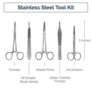 ชุดอุปกรณ์ผ่าตัดรองฟันขนาดเล็กทำจากสแตนเลสชุดเครื่องมือผ่าตัด5ชิ้นบรรจุในกล่องสเตนเลสขัดเงา - Product Image 4