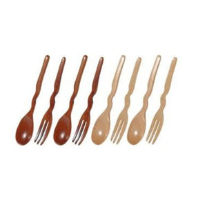 Elegant Brown Bamboo Wood Flatware Set of 12 Folk Spoon with Stylish Design Perfect for Dessert Wedding Table Settings Cutlery - Product Image 4