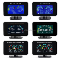 Penjualan Terlaris Universal 2 in 1 Pengukur Suhu Air Mobil Truk Digital LED Bulat + Voltmeter Pengukur Tegangan Volt 12V 24V Dengan Sensor 10mm