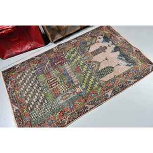 Tapis turc, tapis d'appoint 3,3x5,3 pieds, tapis vintage en laine à imprimé animal bleu - Product Image 1