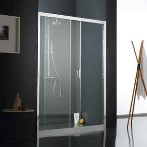 Porte de douche en verre transparent Ferrara 150CM avec deux panneaux, design minimaliste, étanche - Product Image 2