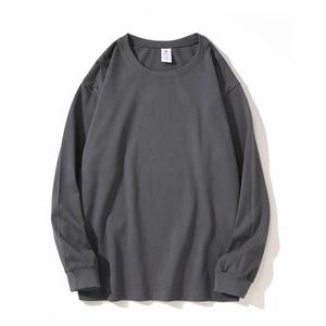 T-shirt vierge uni de haute qualité à manches longues et col rond avec logo personnalisé pour hommes et femmes T-shirt unisexe à manches longues pour hommes - Product Image 5