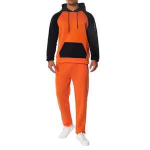 Conjunto de Sudadera con Capucha y Pantalones Deportivos Unisex de Diseño Dinámico con Bloques de Color, Estilo Oversize, Tejido de Felpa Gruesa Teñido Liso para Invierno - Product Image 3