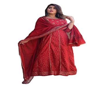 El último diseñador impreso Rayon Kurti con Salwar Kameez Nueva ropa de algodón - Product Image 1