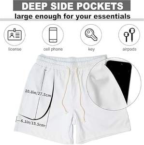 Short en coton léger pour hommes Design personnalisé Taille moyenne Tenue décontractée Motif solide Vente en gros - Product Image 4