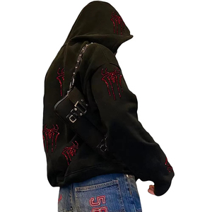 Fabricante personalizado hombres Boxy ácido lavado Rhinestone Puff estampado peso pesado francés Terry de gran tamaño polar Streetwear invierno ODM - Product Image 6