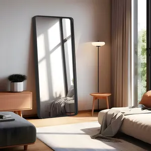 <span class=keywords><strong>Extra</strong></span> Grote Boog Oversized Vrijstaande Voetlengte Zwarte Ingangsmuurspiegel Van Plafond Tot Vloer Gym Hoek Kapsalon