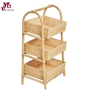 Nouvelle arrivée Table d'appoint de lit en rotin 3 étages étagère de rangement panier support de sol fournisseur en gros du Vietnam - Product Image 5