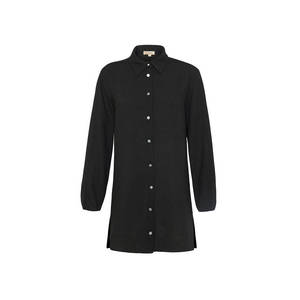 Blusa de punto de algodón negra de corte holgado con estampado bordado - Product Image 1