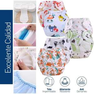 Pannolini Lavabili Ecologici Bluelander Taglia Unica Confezione da 6 con 6 Inserti in Microfibra Morbidi Stampati Stile Tasca - Product Image 6
