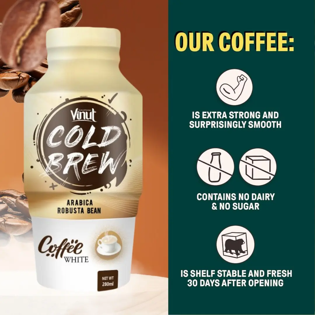 Cold Brew Koffie Drinks Vinut | 280Ml 24Pack, Klaar Om Te Drinken, Extra Sterk, Glad, Biologisch, Gratis Monster, Groothandel Leverancier
