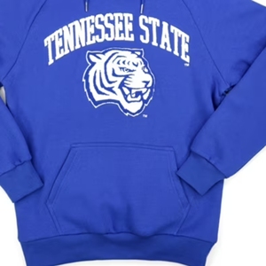 Pour le sweat à capuche de l'université d'État 100% coton bleu tigre avant conception personnalisé HBCU vêtements lavé doublé anti-rétrécissement - Product Image 3