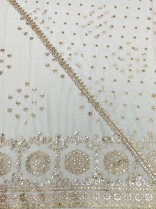 Telas de bordado de Georgette de viscosa pura Tela de fantasía Lehanga de trabajo de espejo ecológico - Product Image 2