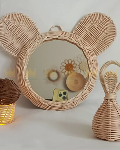 Espejo de ratán elegante moderno hecho a mano diseño personalizable para decoración del hogar Boho Chic estilo natural ecológico - Product Image 4