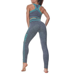 Ensemble de yoga sans couture pour femme, 2 pièces, tenue de sport, leggings taille haute, soutien-gorge de sport, imprimé lettres, tenue d'entraînement, vêtements de sport athlétiques - Product Image 2
