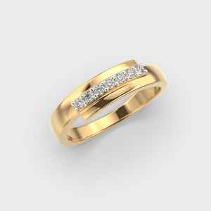 Anillo de banda de paso de declaración moderna, anillo de diamante cultivado en laboratorio de corte redondo de oro de 14 quilates, regalo romántico de boda para pareja - Product Image 1