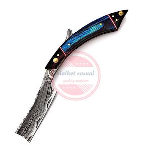 Maquinillas de afeitar de acero de Damasco de alta calidad con logotipo personalizado Maquinillas de afeitar con mango de madera - Product Image 2