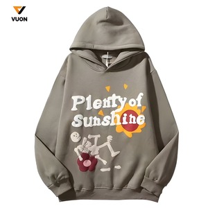 <b>Top</b> Sale Heavy Weight Cotton Men's Oversized Puff Print Hoodies Regular Sleeve Sweatshirts Custom Logo Winter Fleece Clothing - Product Image 2