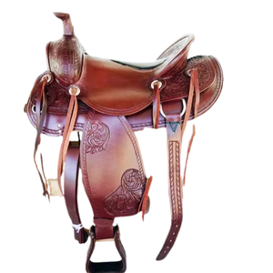 Selle d'équitation anglaise avec conception d'outillage manuel Selle de course de baril confortable Selle de cheval - Product Image 1