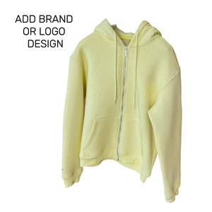 Custom Brand Basic Pullover Fleece Mens Fashion Crewneck Plain Yellow Sudaderas con capucha Hombre Sudaderas con capucha logotipo personalizado impresión hoddies - Product Image 4