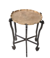 Table basse marocaine décorative, faite à la main, design gravé, plateau arrondi doré, meubles en métal, table marocaine