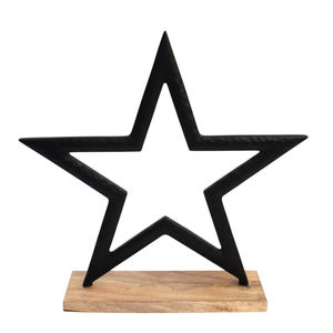 Décoration de table étoile dorée sur socle, design vintage, décoration festive pour la maison, sculpture moderne en métal avec support en bois, Noël - Product Image 4